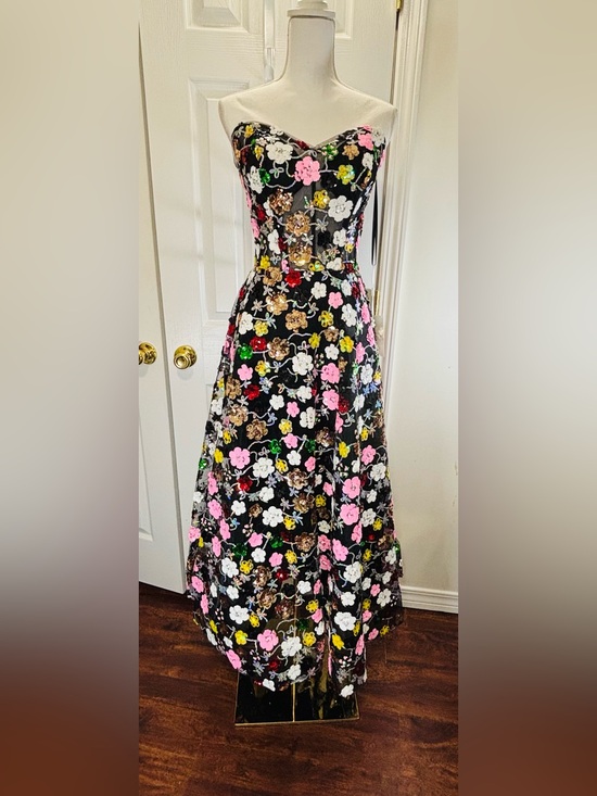 Couture Lee Dresses & Skirts - COUTURE LEE Strapless Garden In Bloom Floral Sequin Midi Black/Multi Sz 12 #3701